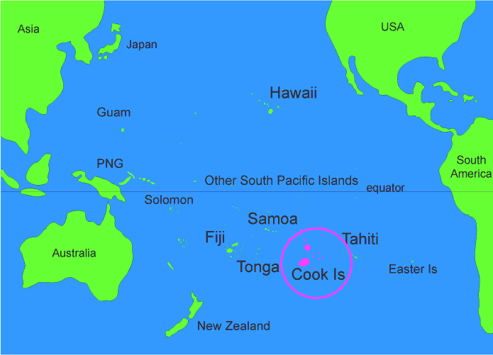 carte du monde iles cook